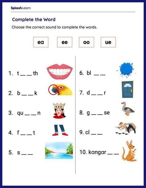 Vowel Teams Worksheet