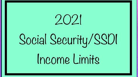 Income Earnings Limits In 2021 For Ssdi Social Security Disability