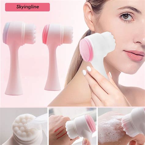 facial cleanser face brush double side silicone brush 3d face clean skin care tool massage face