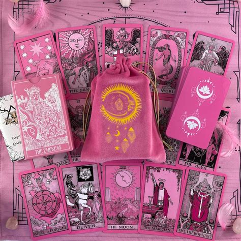Tarot Deck Pink Vintageplastic Tarot Cards 78 Witchyt Set Etsy