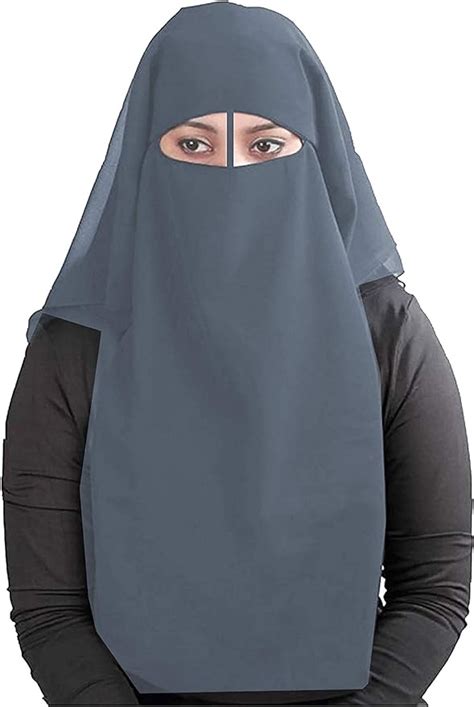 Hellgraues Xl Langes Saudi Layered Niqab Niqabs Nikab Naqaab 3 Schichten Burqa Hijab Hijab