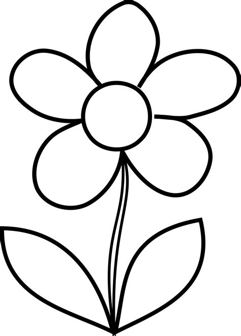 Print or download as pdf. Clipart - Simple Flower bw