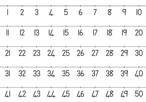 Printable Number Line 0 50 Printable Jd