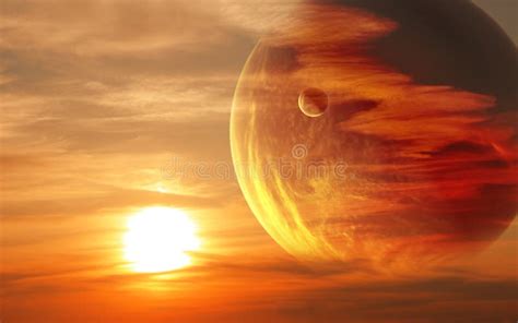 Sunset In Alien Planet Stock Illustration Illustration Of Infinity