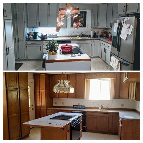 Painting Oak Cabinets Before And After Warehouse Of Ideas