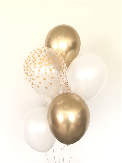 White And Gold Balloons Gold Confetti Balloons White Balloons