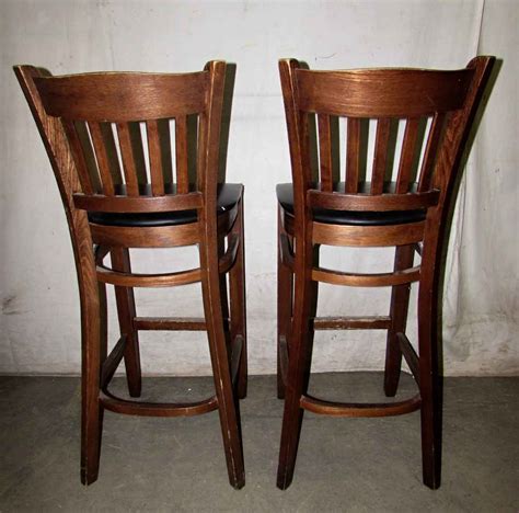 Wooden Bar Stools With Slatted Backs Olde Good Things