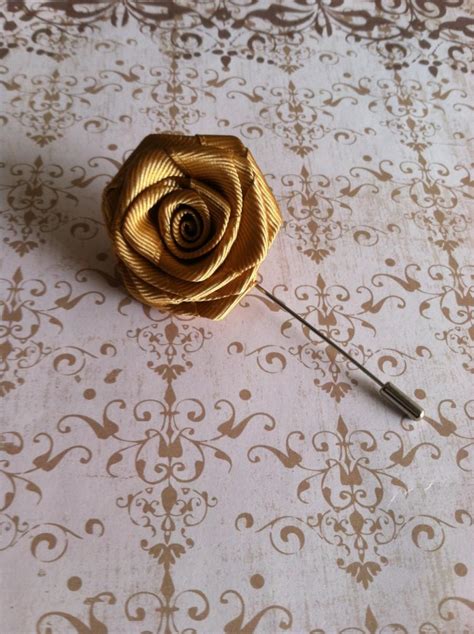 Mens Flower Lapel Mens Rose Lapel Pin Wedding Boutonniere Gold