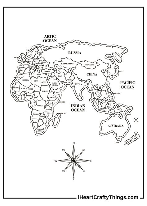 Blank World Map Coloring Page Coloring Pages
