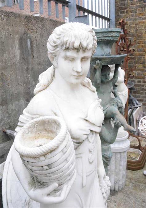 Hand Carved Italian Marble Maiden Female Statue