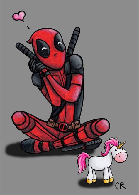 When finished, darken the lines and add color as desired. A 5x7 print of my drawing of Deadpool and his unicorn ...