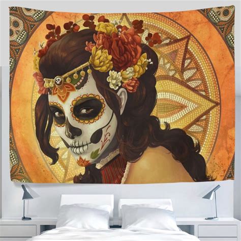 The most common sugar skull tapestry material is fabric. ALAZA Day of The Dead Sugar Skull Face Paint Women Anime ...