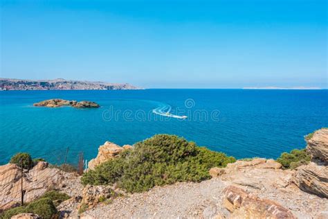 Natural Landscape On The Crete Island Greece Vai Beach Stock Photo