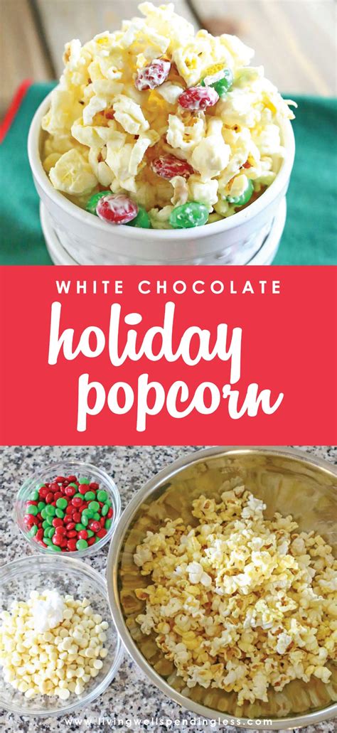 White Chocolate Holiday Popcorn Christmas Crunch Recipe Holiday
