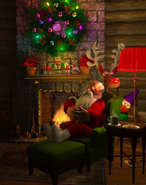 Stuck Santa In The Fireplace Stock Illustration Illustration Of Ts