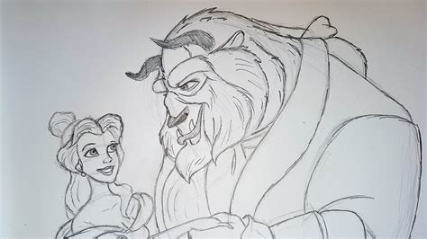 Easy How To Draw Beauty And The Beast 1991 Youtube