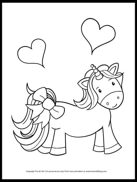 Cute as a Bow Unicorn Coloring Page (FREEBIE!) - The Art Kit