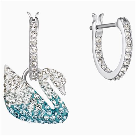 Swarovski Iconic Swan Earrings In Blue Rhodium Plating 5215037