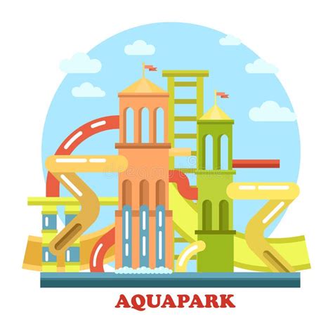 Aquapark Outdoor Exterior View Panorama Stock Vector Illustration Of