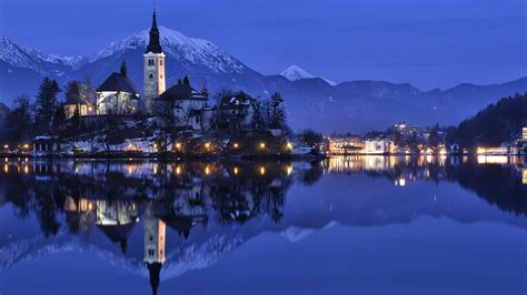 Bled Blue Hour Winter Panorama Bled Slovenia Windows Spotlight Images