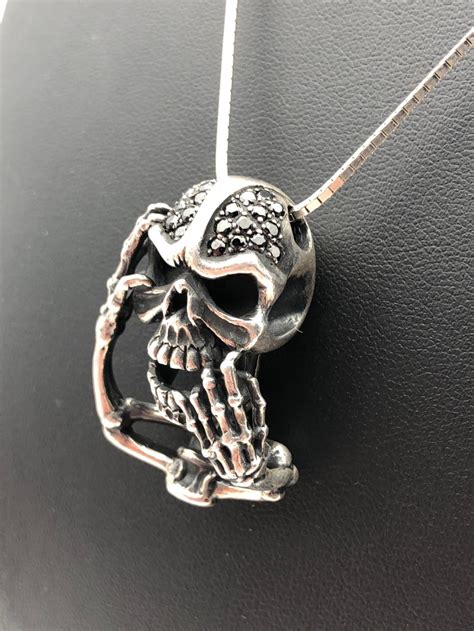 Lot Sterling Silver Skeleton Pendant Necklace