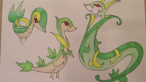 I thought to myself 'why not draw pikachu too so ash has his friend on the website.' so that's how i started doing the tutorial for this little critter. How to draw Pokemon: No.495 Snivy, No.496 Servine, No.497 ...