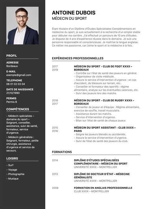 Exemple de CV médical  Modèle à télécharger au format PDF