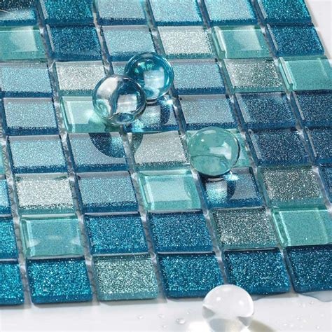 Blue Backsplash Glass Tile Blue Glass Tile Bathroom Floor Clear Crystal Mosaic Kitchen Wall