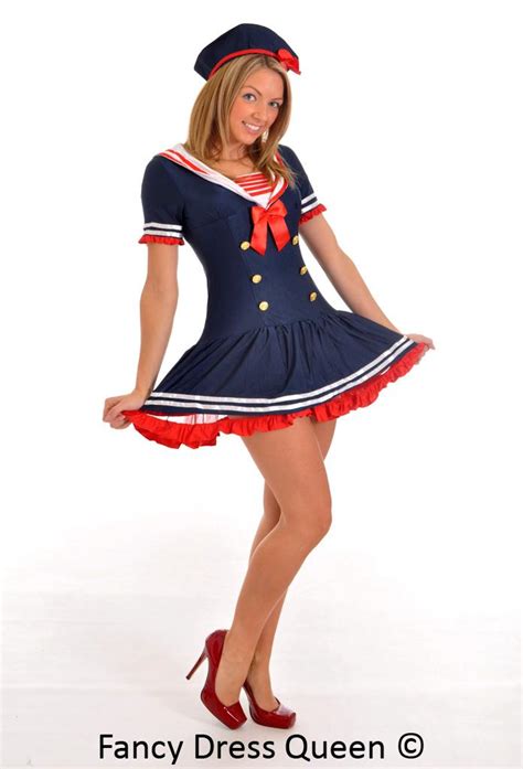 Womens Navy Sailor Fancy Dress Costume Girl Outfit