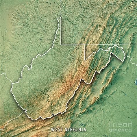 Virginia State Usa 3d Render Topographic Map Neutral