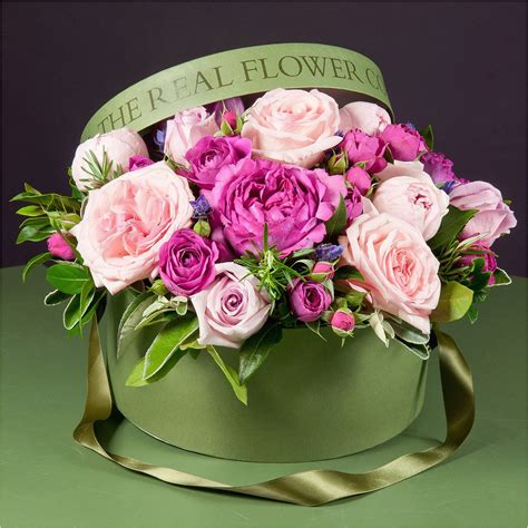 Birthday Flowers In A Box Mixed Pink Hat Box Arrangement | BirthdayBuzz