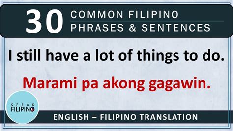 Commonly Used Filipino Phrases And Sentences 1 English Tagalog