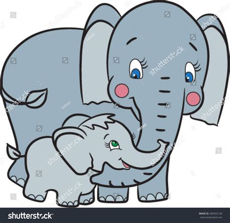 Mother Elephant Baby Elephant Illustration Animals Stock Vector