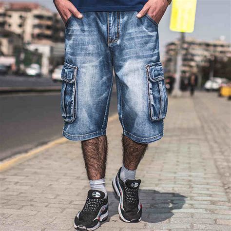 Buy Mens Hip Hop Cargo Shorts Denim Knee Length Big