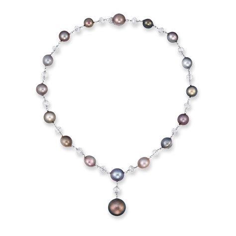 A Natural Coloured Pearl And Diamond Necklace Christies
