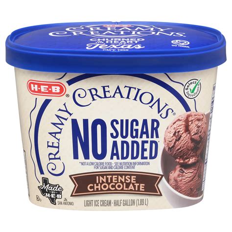 H E B Creamy Creations No Sugar Added Intense Chocolate Light Ice Cream