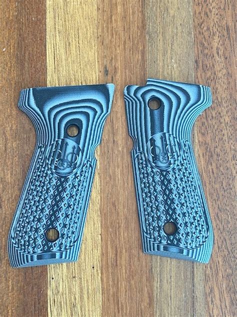 Beretta Logo Vz Grips G10 Greyblack Aggressive Diamond New