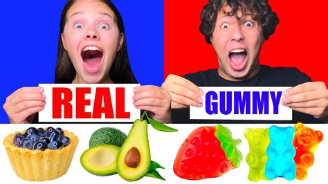 Asmr Real Food Vs Gummy Food Challenge Mukbang Eating Sounds By Tati Asmr Youtube