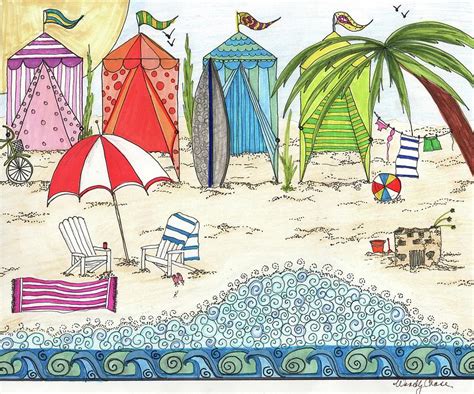 Beach Cabanas Drawing By Wendy Chase Fine Art America