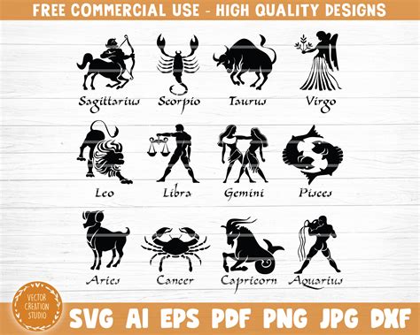 Digital Svg Png Zodiac Signs Silhouette Vector Clipart Etsy Sexiz Pix