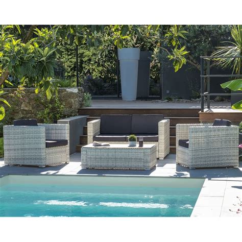 Salon de jardin PARIS GARDEN OCEANE 4 places en résine tressée - CREME