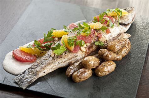 A Favourite Mediterranean Summer Sea Food Grilled Whole Sea Bass Served In A Platter Romantic