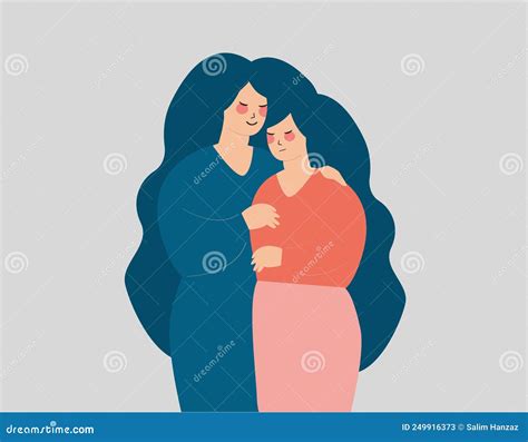 Mother Supports Her Stressed And Depressed Daughter Woman Comforts And