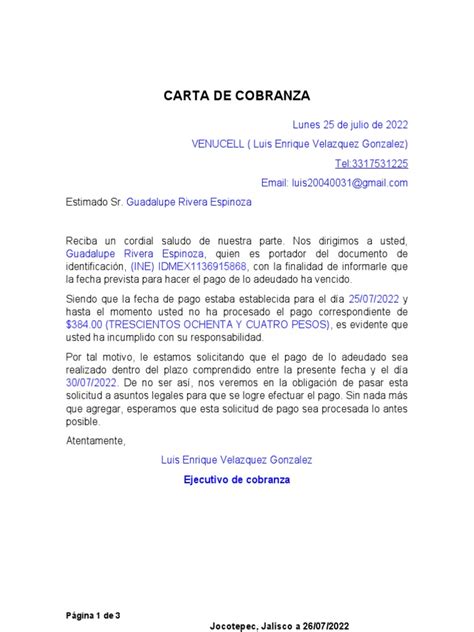 Carta De Cobranza Pdf