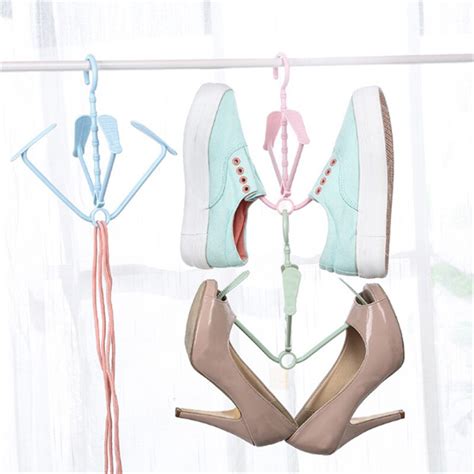 Balcony Plastic Windproof Hook Hanging Shoes Drying Shoes Rack Creative