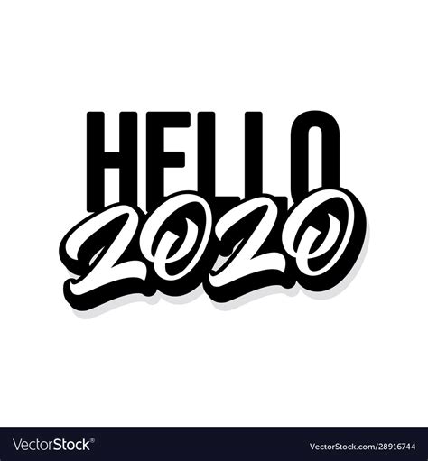 Hello 2020 New Year Hand Drawn Lettering Style Vector Image