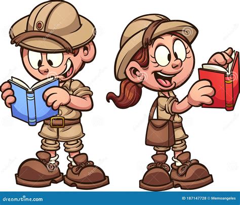 Safari Kids With Explorer Outfits Stock Vector Illustration Of Layer