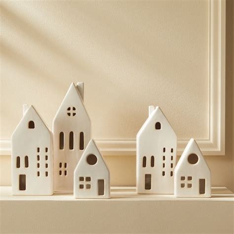 Set Of 3 Ceramic House Ornaments By Oui Ts Digo