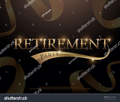 Retirement Party Elegant Logo Design Golden Stock Vector Royalty Free