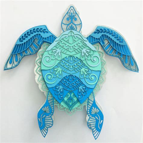 SVG Digital Cut or Print files. Sea Turtle Multi layer Art